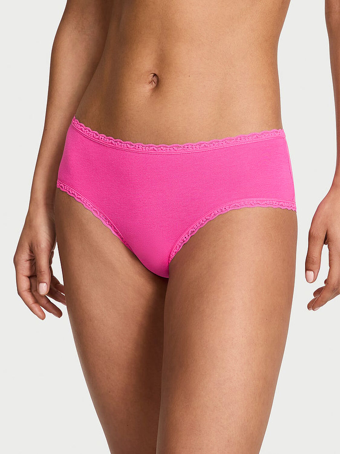 vs The Lacie Cotton Lace-Waist Cheeky Panty Ultra Pink 1 of 3 