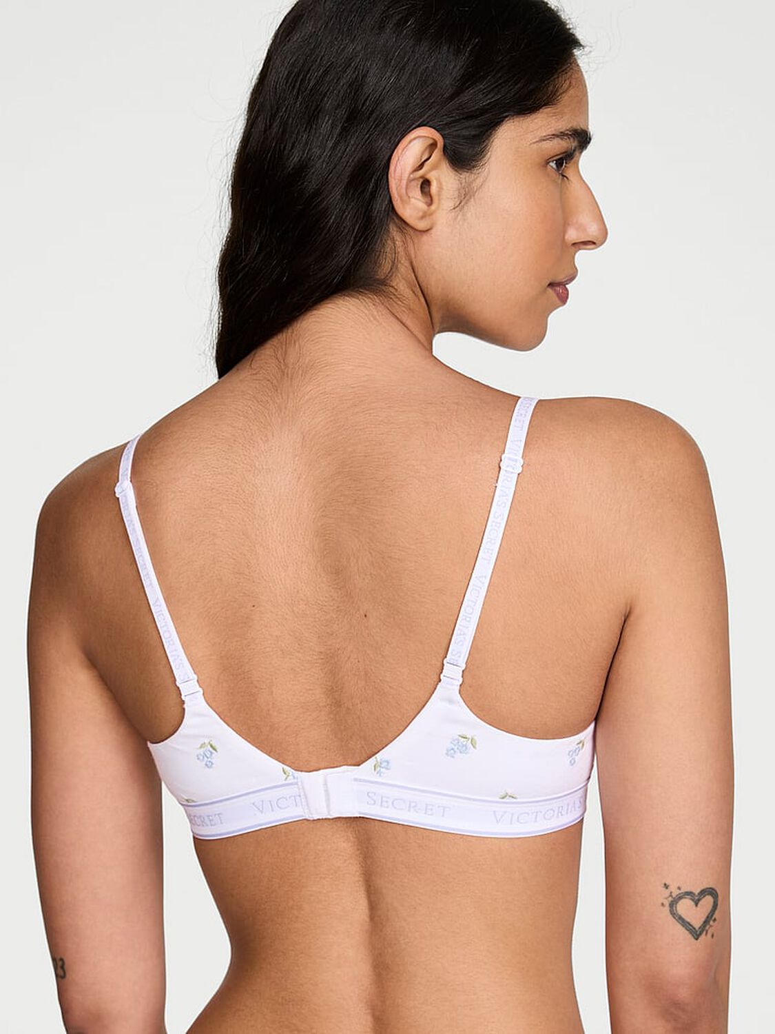 vs The T-Shirt Cotton Embroidered Lightly Lined Demi Bra White Floral 2 of 4 