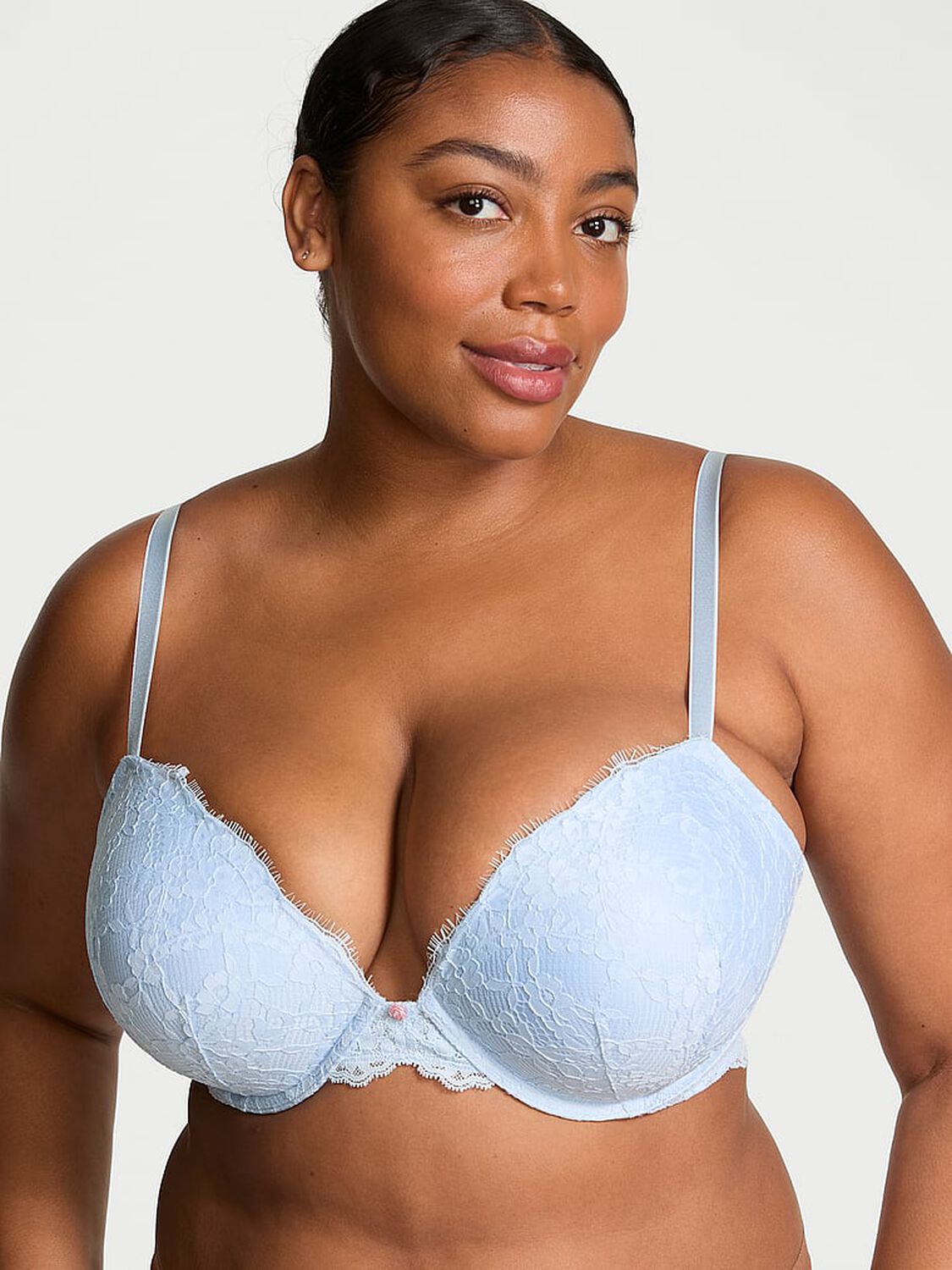vs Dream Angels Lace Push-Up Bra Light Blue 1 of 3 