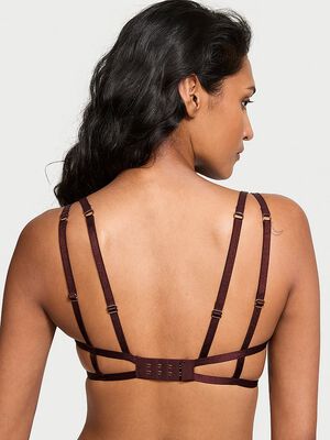 Faux Leather Open-Cup Balconette Bra