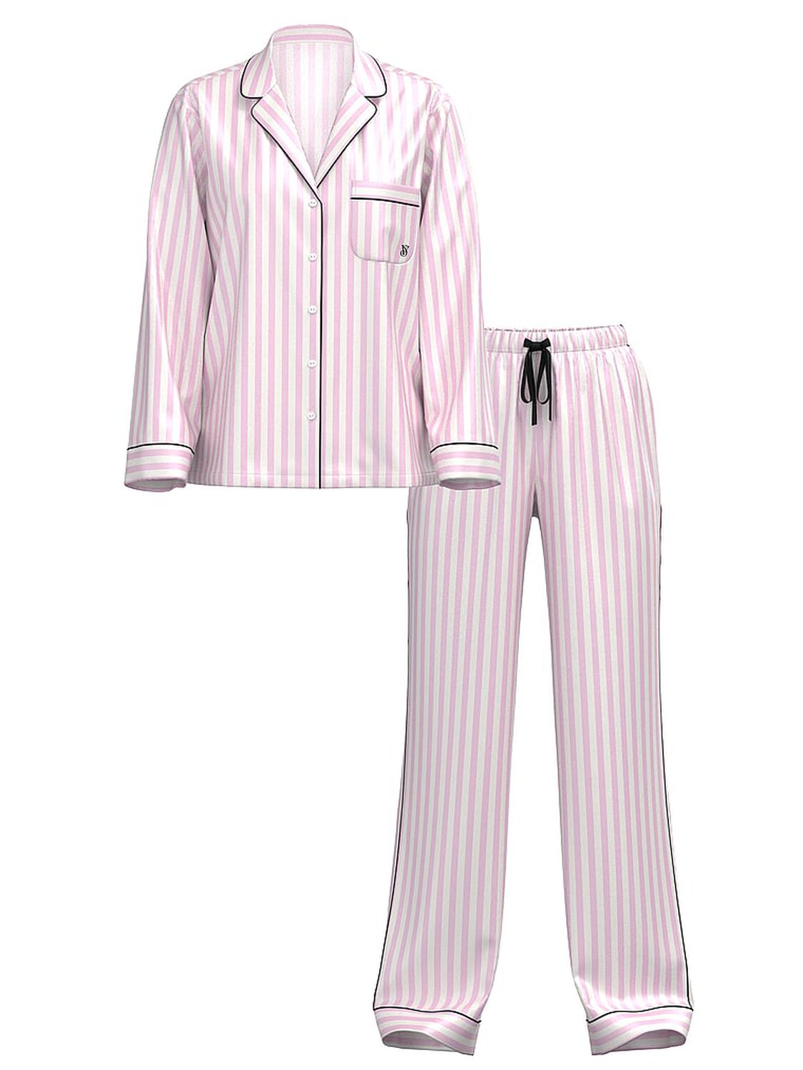vs Victoria's Secret Glazed Satin Long Pajama Set Conic Stripe 3 of 4 