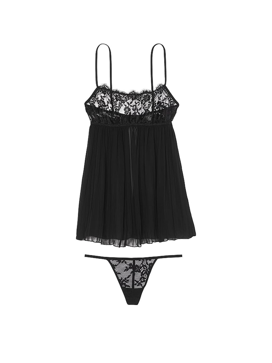 vs Very Sexy Victoria's Secret Dream Lace Pleated Babydoll Set 3 of 3 