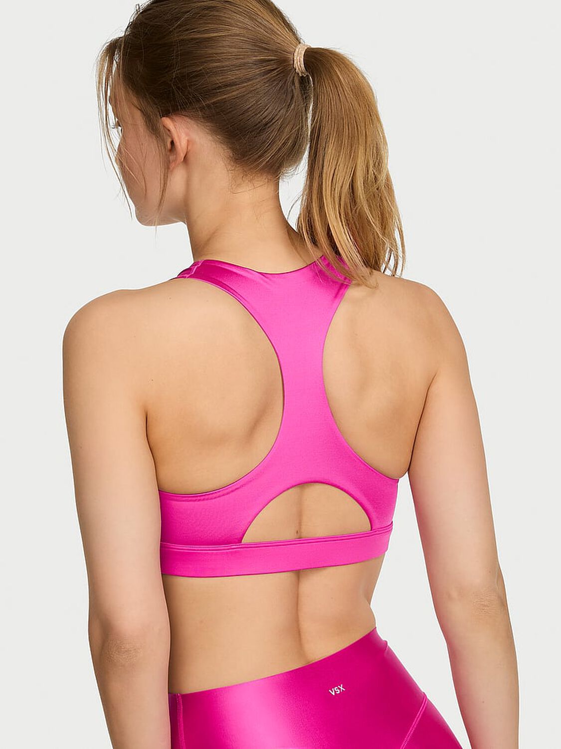 vs Vsx VSX GlossyTech&trade; Cutout Sports Bra Pink Fire 2 of 3 