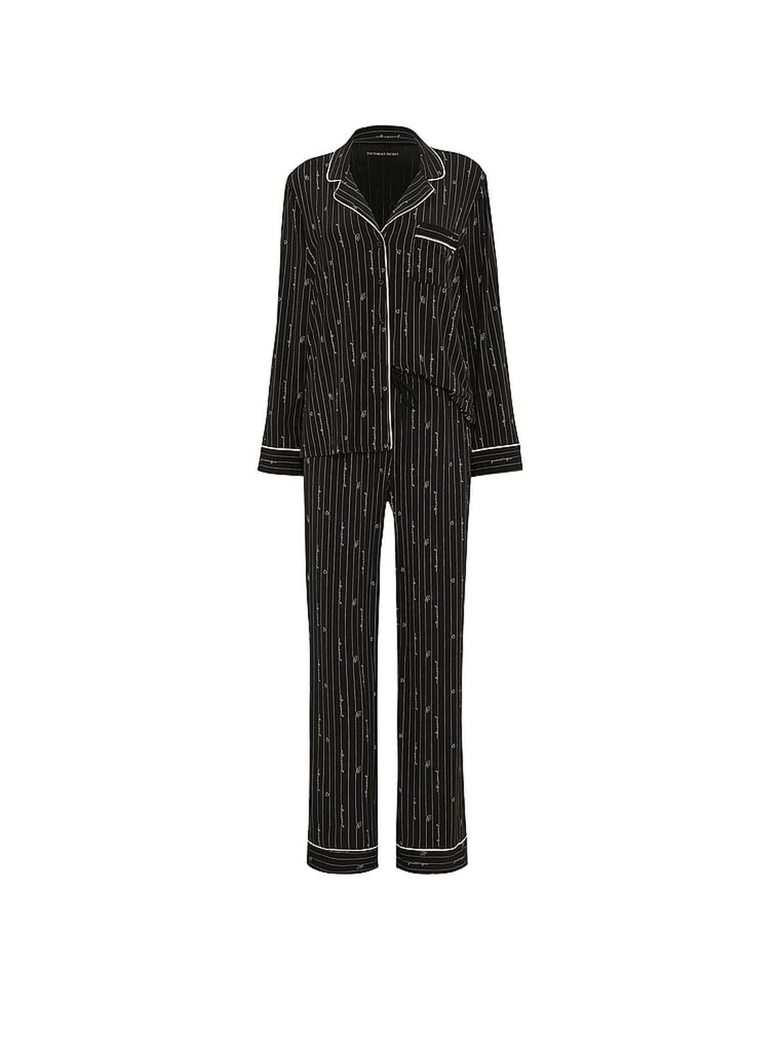 vs Victoria's Secret SoSoft&trade; Modal Long Pajama Set Black Heart Stripes 3 of 3 