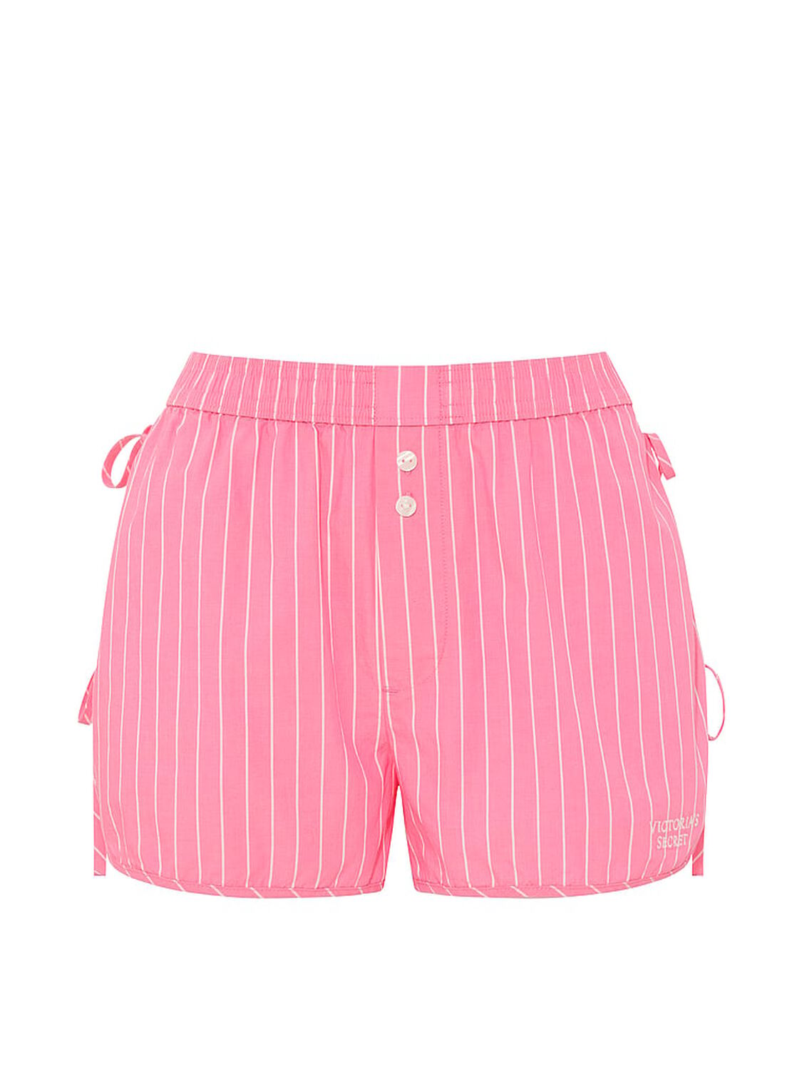 vs Victoria's Secret Mix & Match Sleep Heritage Cotton Pajama Shorts Bombshell Pink Stripes 3 of 4 