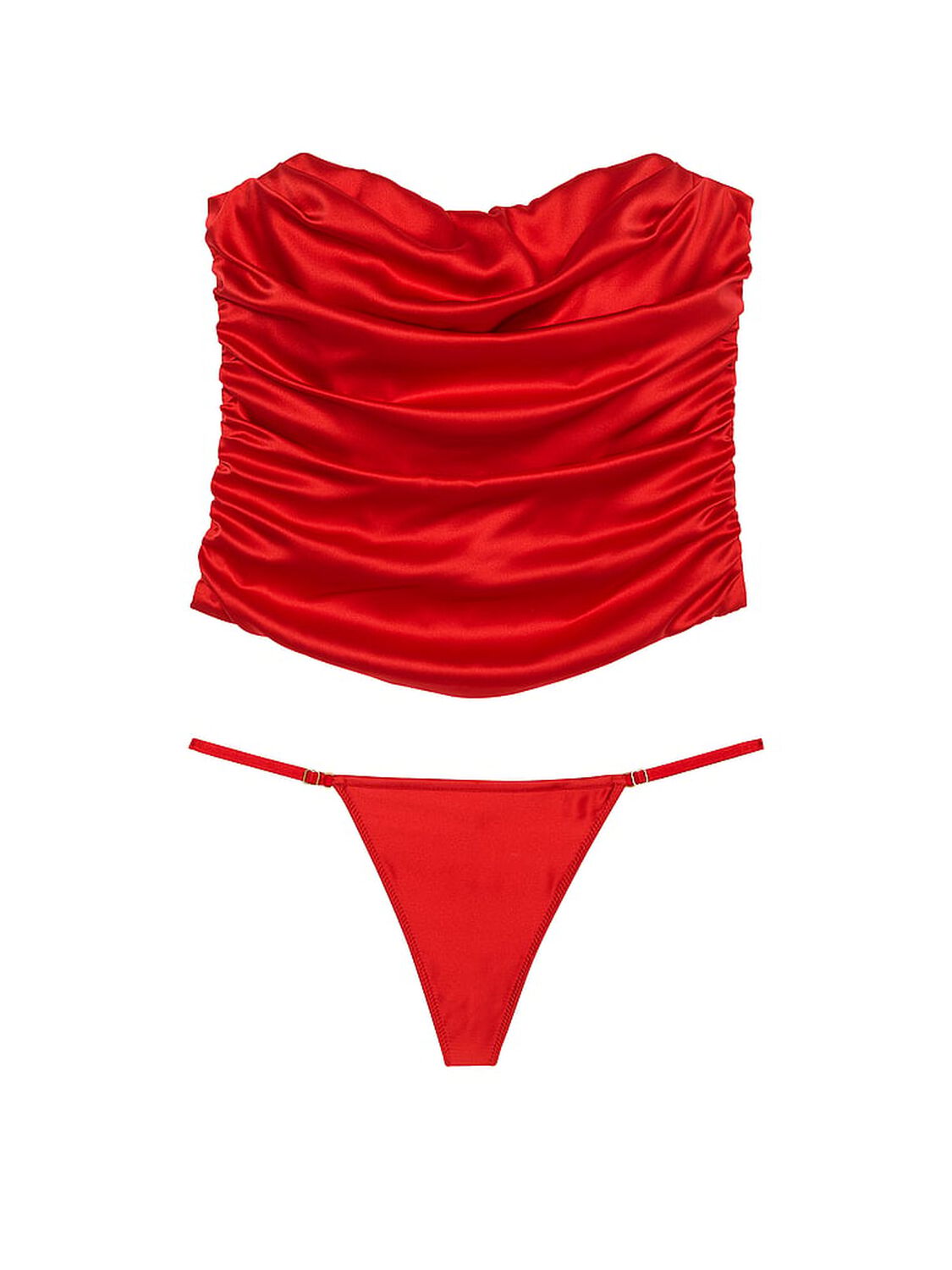 vs Very Sexy Satin Strapless Corset Set Bright Vermillion 3 of 4 