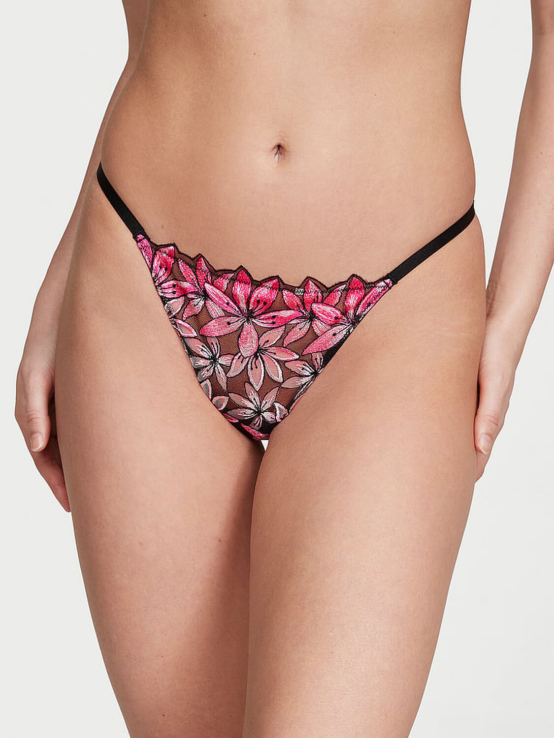vs Very Sexy Ziggy Glam Floral Embroidery Thong Panty 1 of 4 