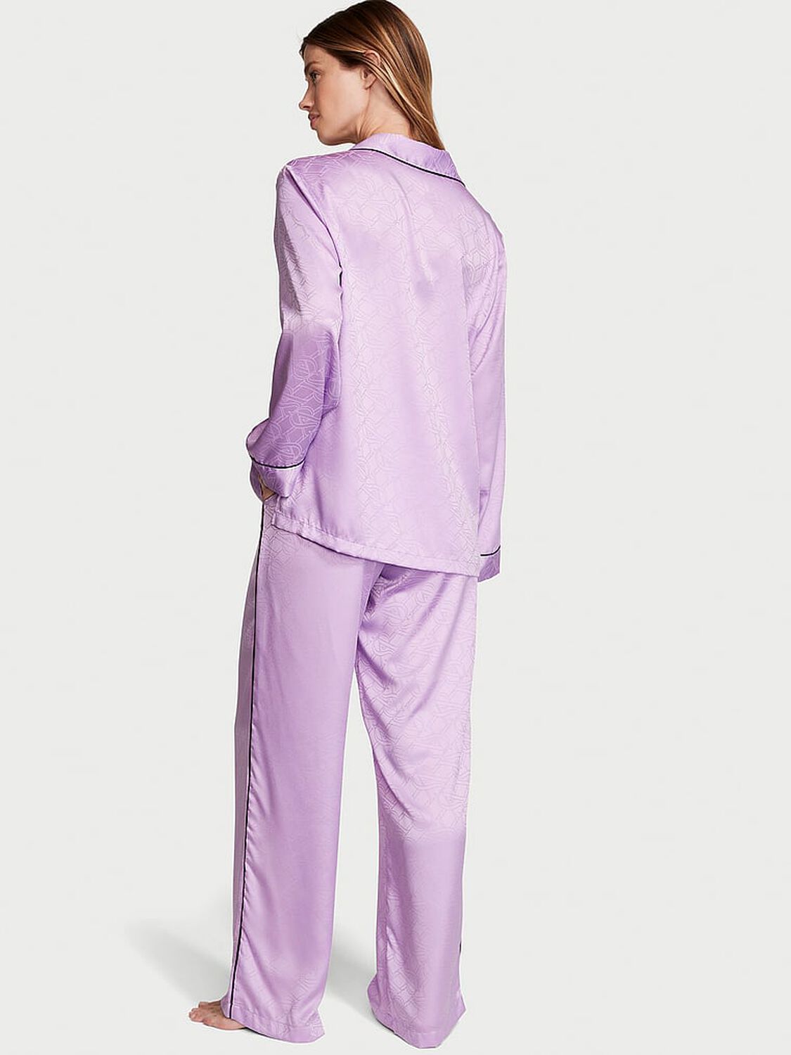 vs Victoria's Secret Satin Long Pajama Set Hot Pink 2 of 4 
