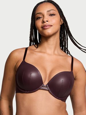 Faux Leather Push-Up Bra