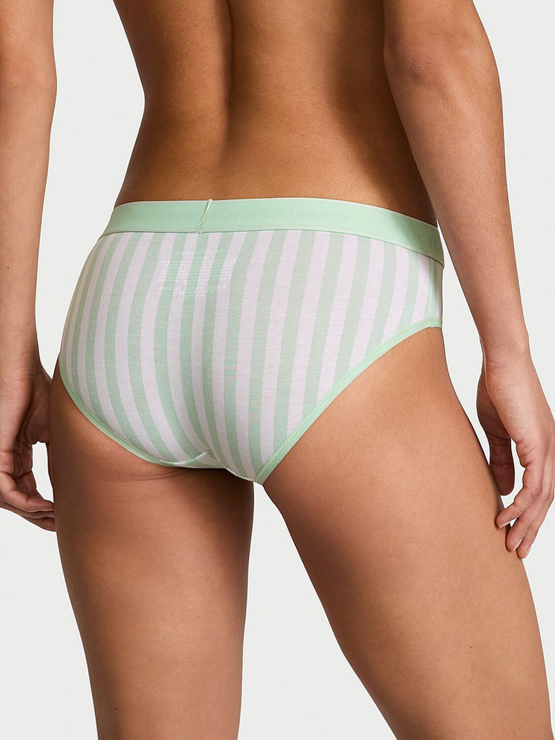 vs Cotton Logo Cotton Hiphugger Panty Sweet Mint Stripes 2 of 3 