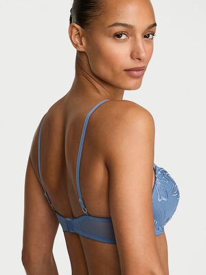 Denim Embroidery Push-Up Bra