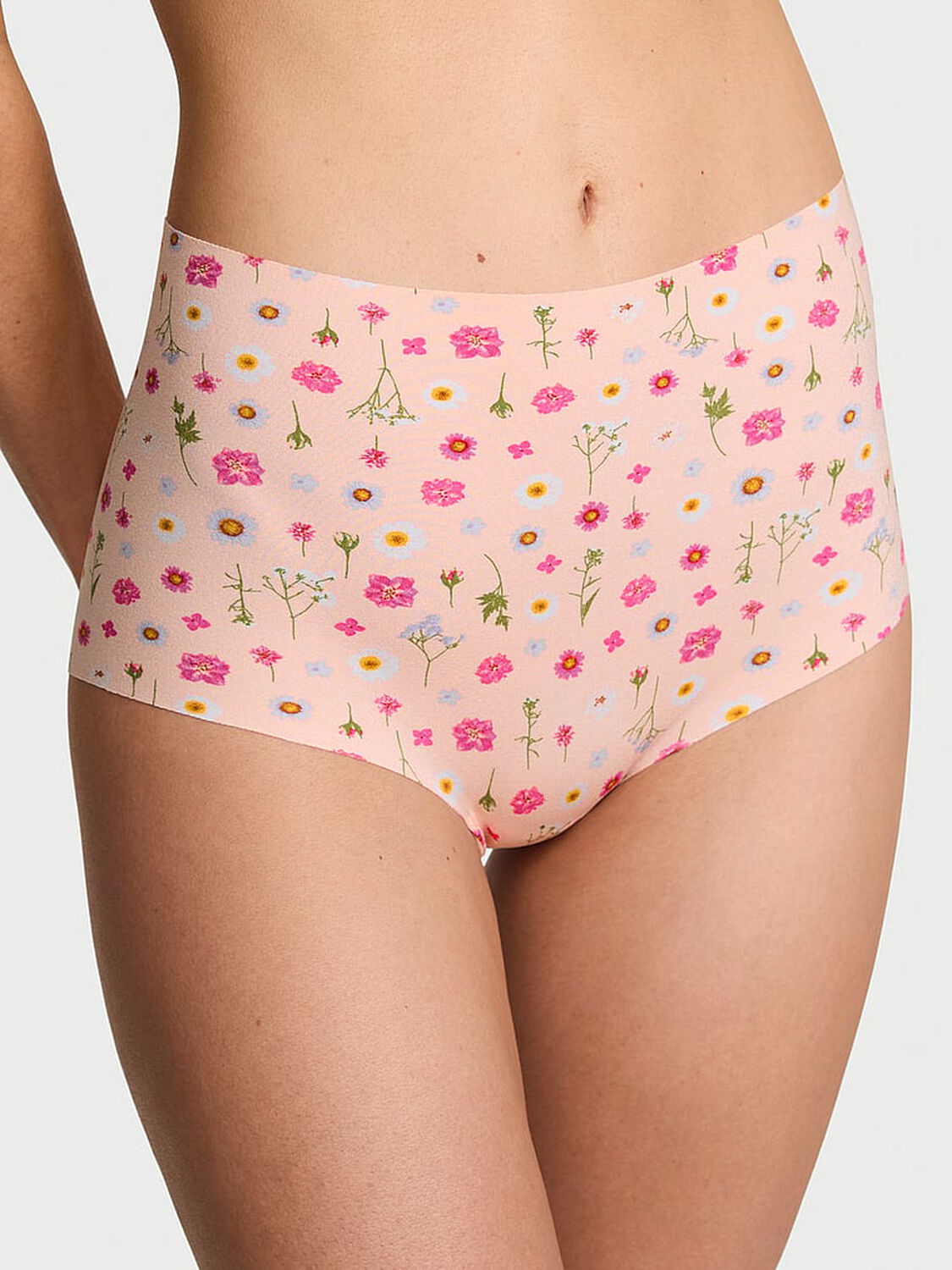 vs No-Show No-Show High-Waist Brief Panty Purest Pink Pressed Floral 1 of 3 