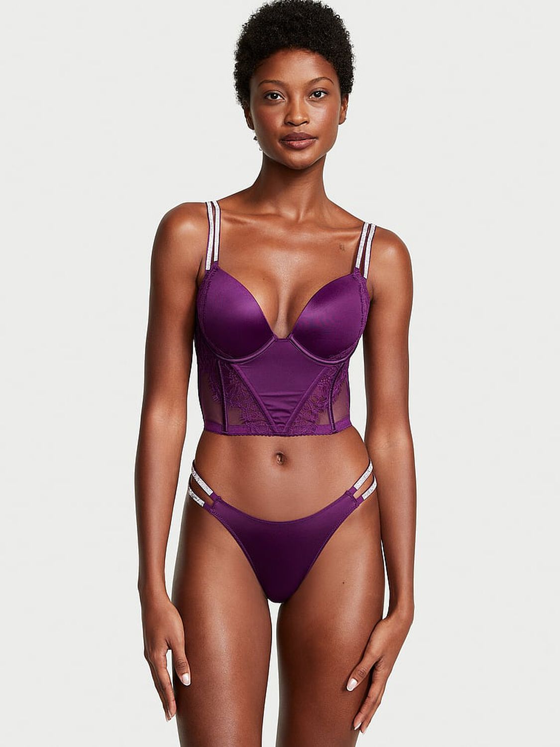 vs Very Sexy Double Shine Strap Smooth Thong Panty Grape Soda 4 of 4 