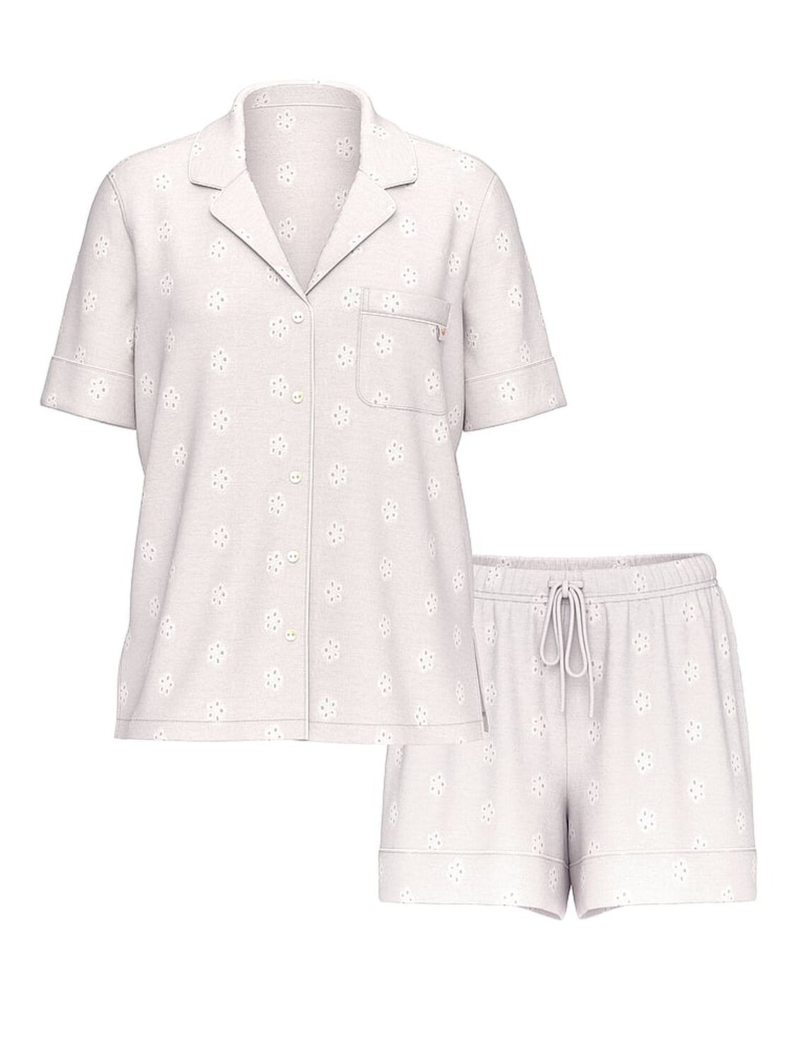 vs Victoria's Secret Modal Soft Eyelet Short Pajama Set Coconut White 3 of 4 