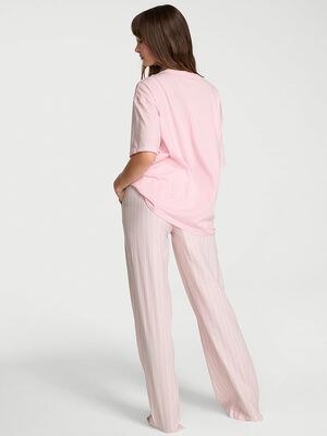 Flannel Short-Sleeve Long Tee-Jama Set