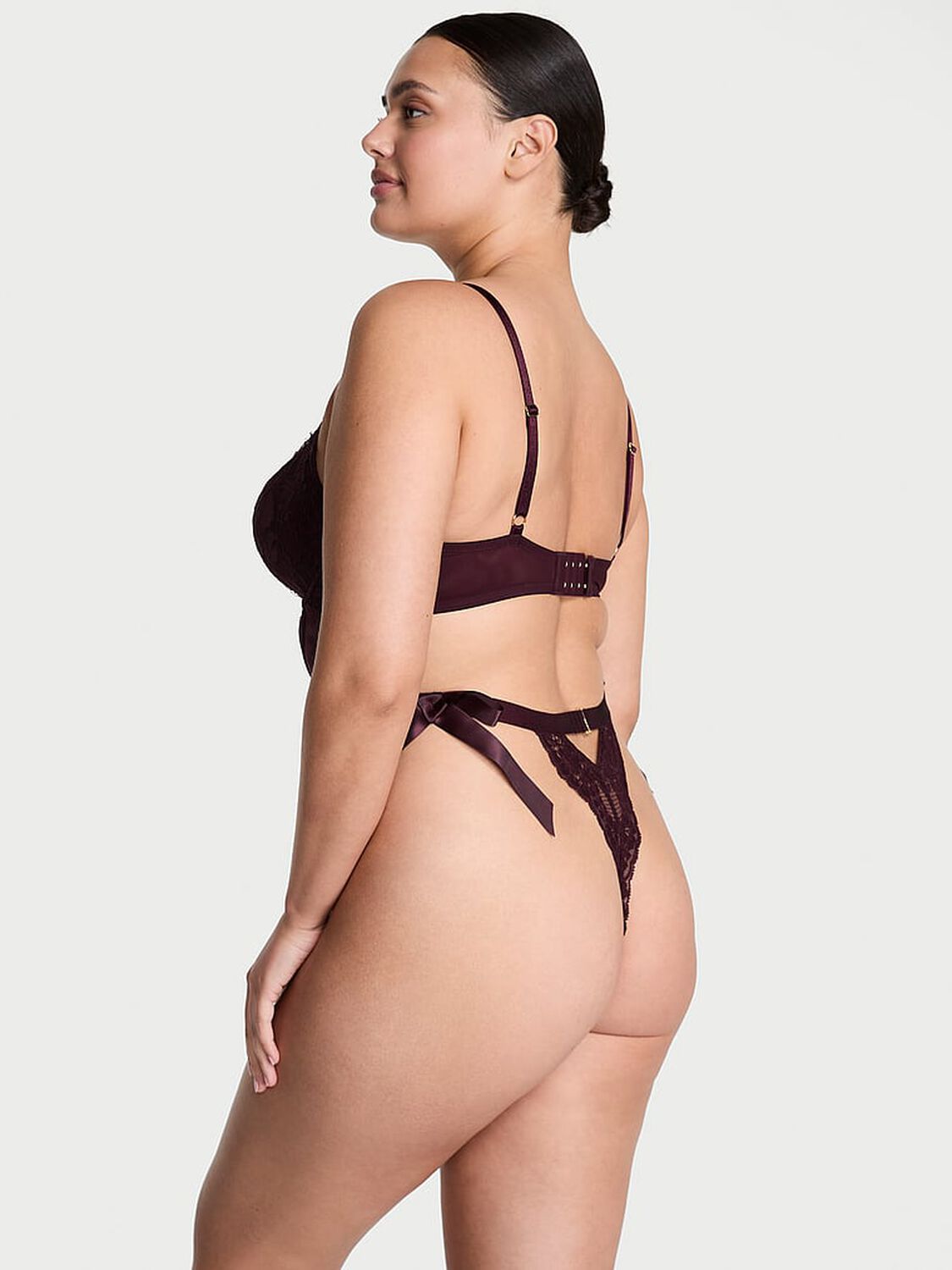 vs Dream Angels Wicked Unlined Lace Teddy Winter Wine 2 of 3 