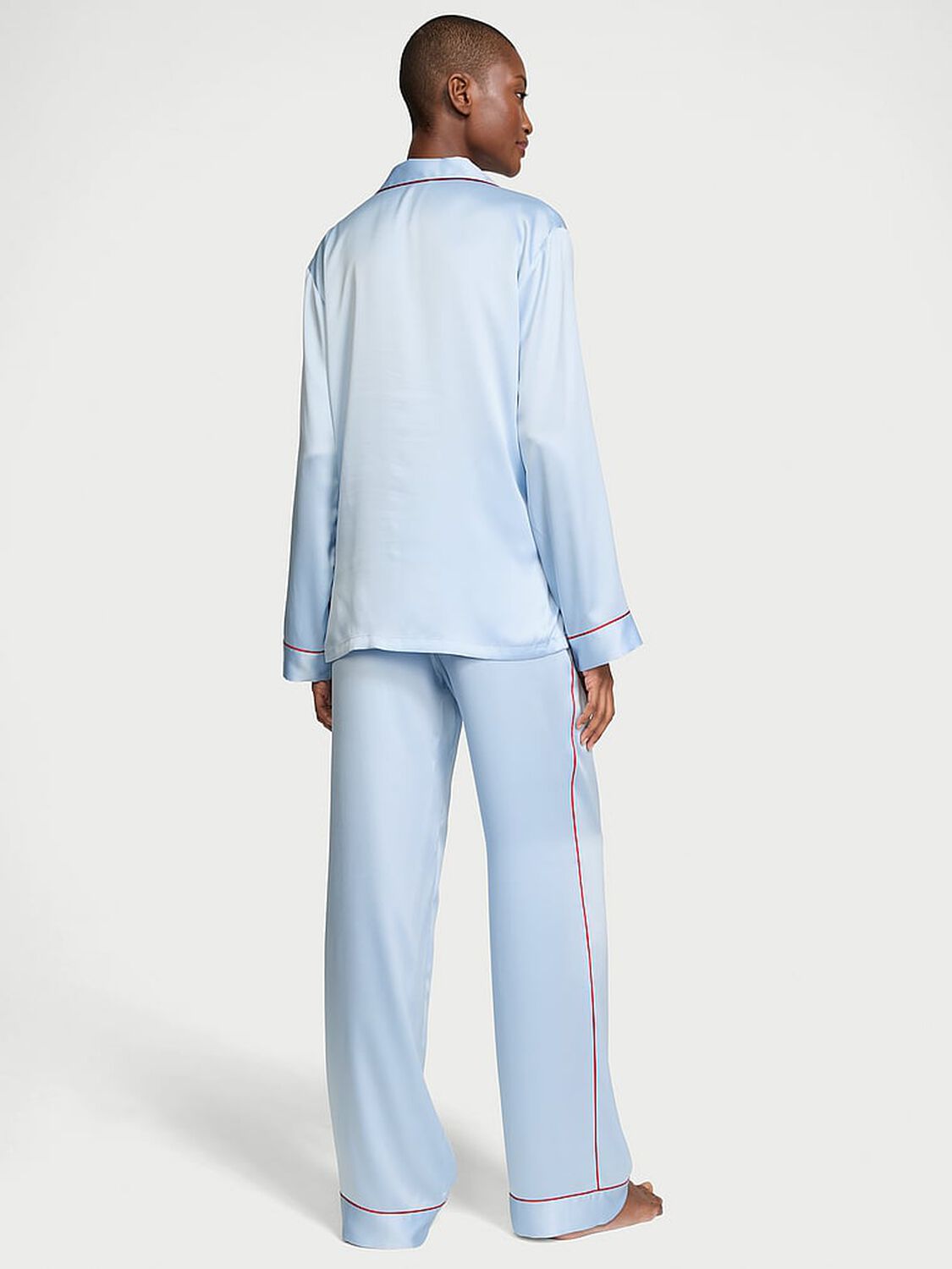 vs Victoria's Secret Glazed Satin Long Pajama Set Light Blue 2 of 4 