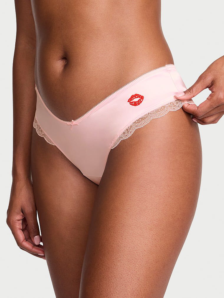 A VICTORIA'S SECRET ショーツ！ S x 4 Tease Satin Kiss High-Leg Cheeky Panty Angel Pink | Victoria's