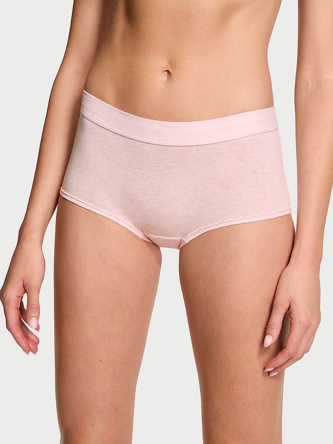 vs Cotton Logo Cotton Boyshort Panty Heather Pink Petal 1 of 3 