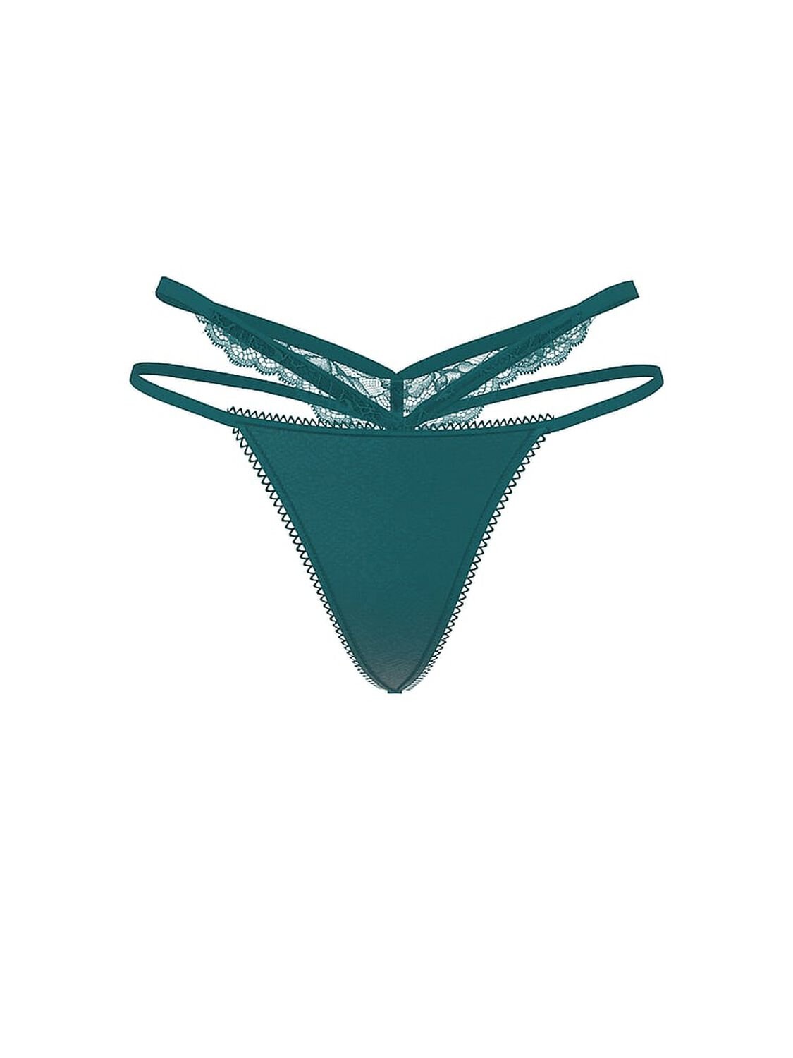 vs Very Sexy Rose Lace-Trim Strappy Cut-Out V-String Panty True Teal 3 of 4 