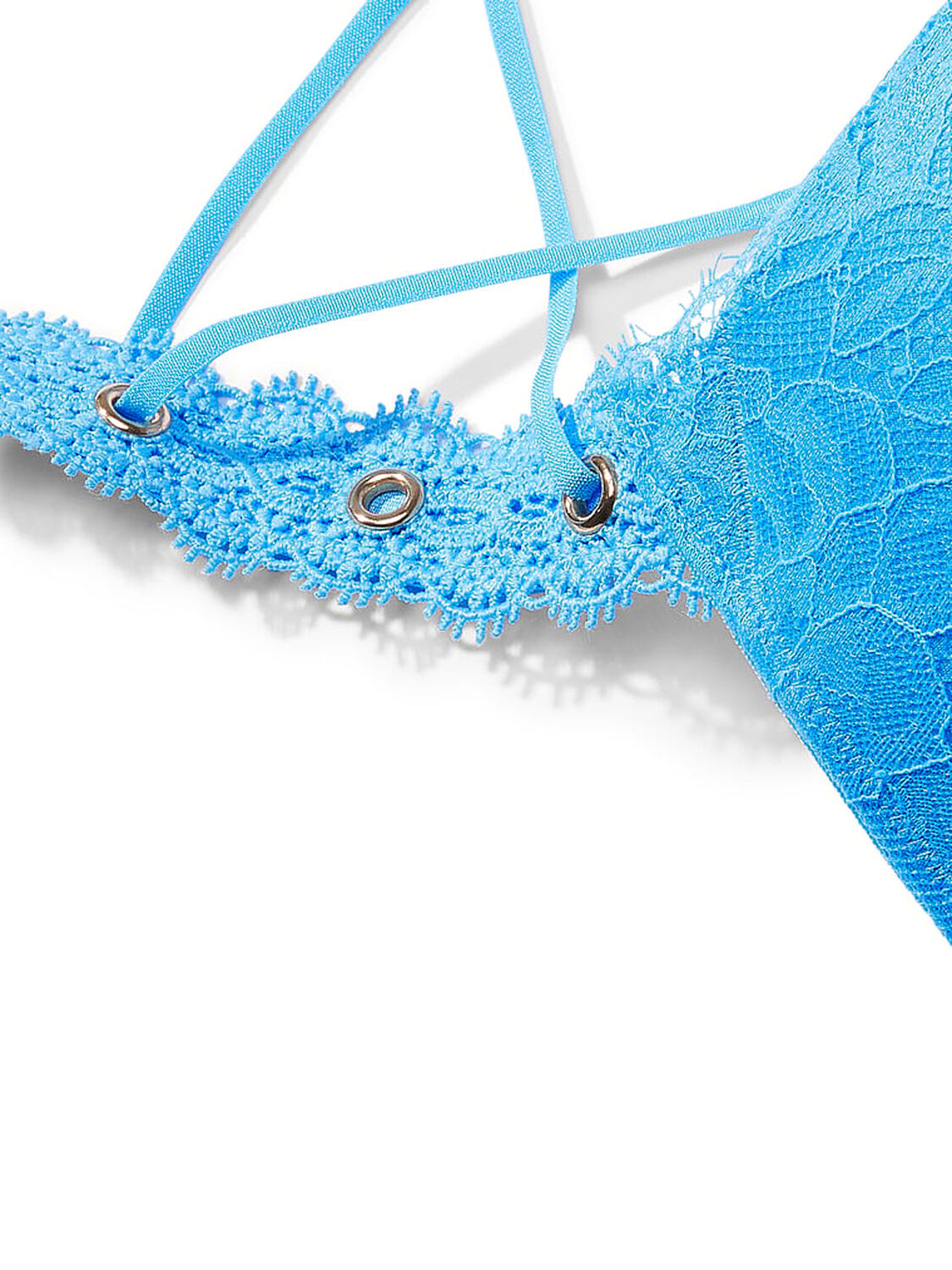 vs Very Sexy Rose Lace & Grommet Push-Up Bra Capri Blue 4 of 4 