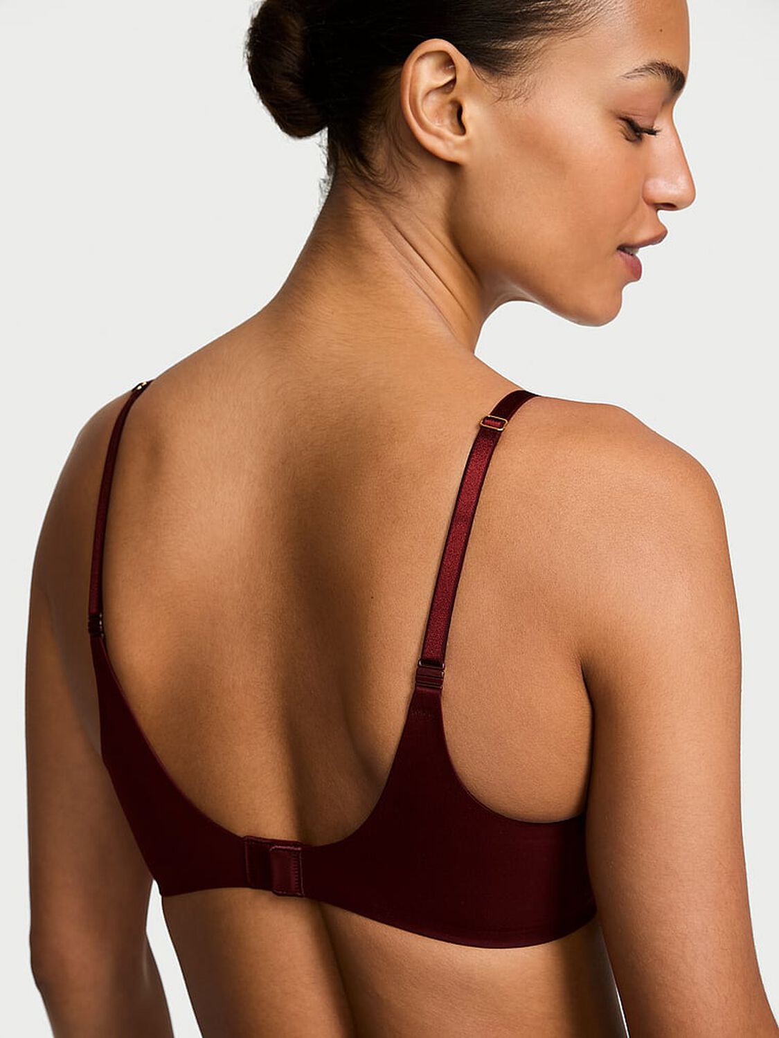 vs Love Cloud Smooth Lightly Lined Plunge Demi Bra Cherrywood 2 of 3 