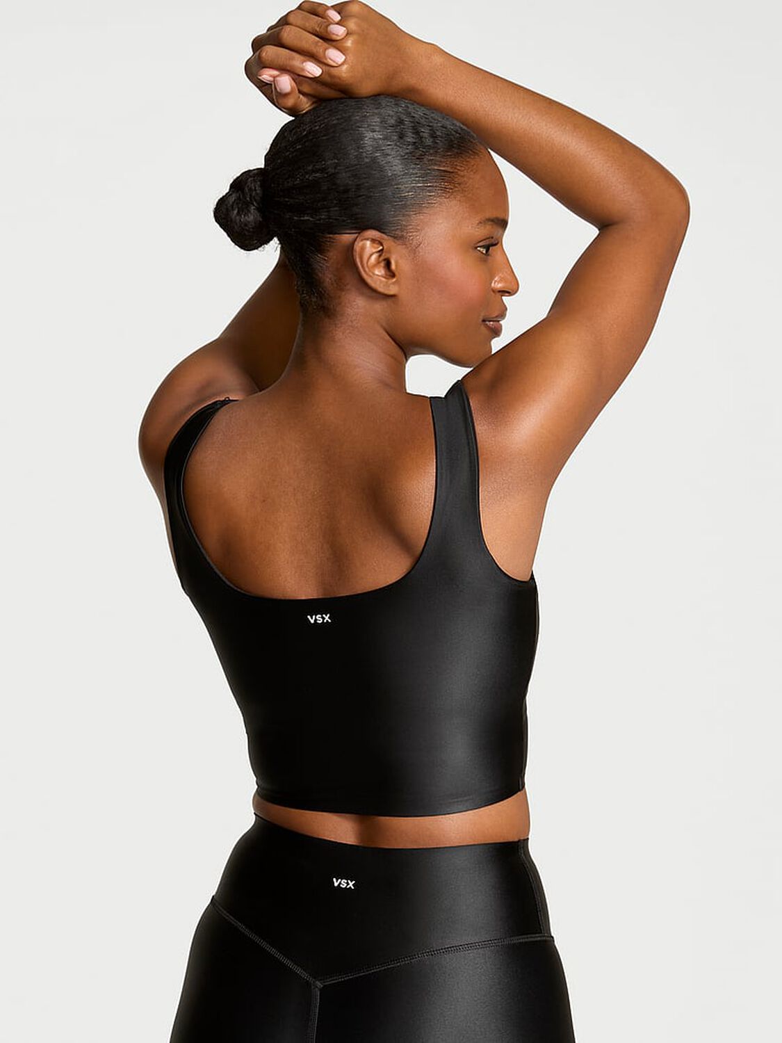 vs Vsx VSX GlossyTech&trade; Square-Neck Bra Top Black 2 of 3 