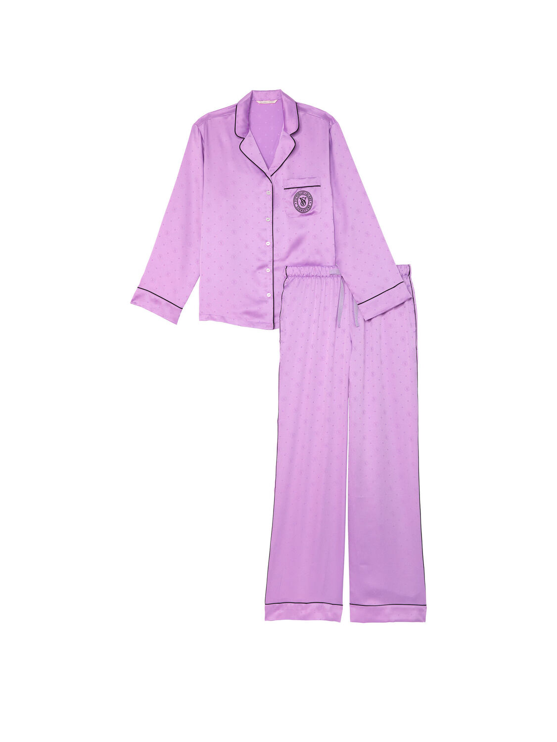 vs Victoria's Secret Glazed Satin Long Pajama Set Charmed Violet 1 of 2 