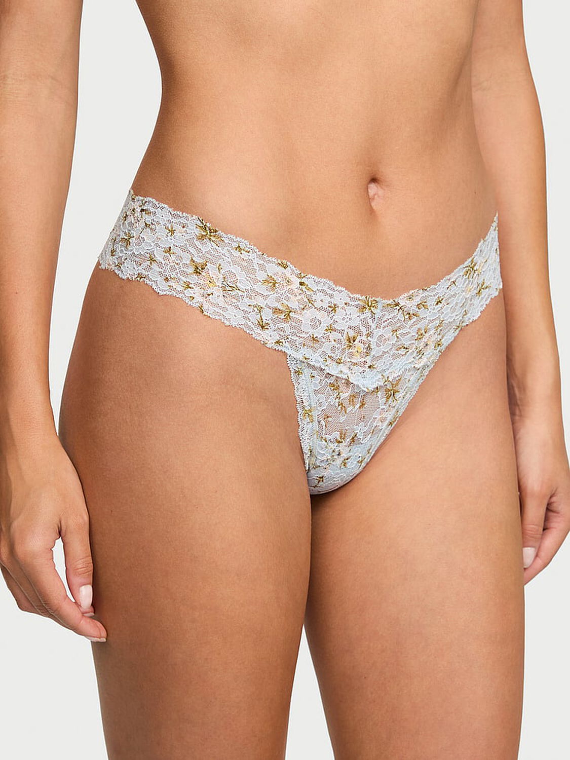 vs The Lacie Lace Thong Panty Palest Blue Ditsy Floral 1 of 3 