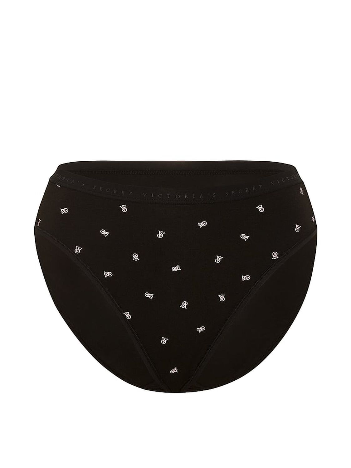 vs Victoria's Secret Stretch Cotton High-Leg Brief Panty Black Small Logo 3 of 3 