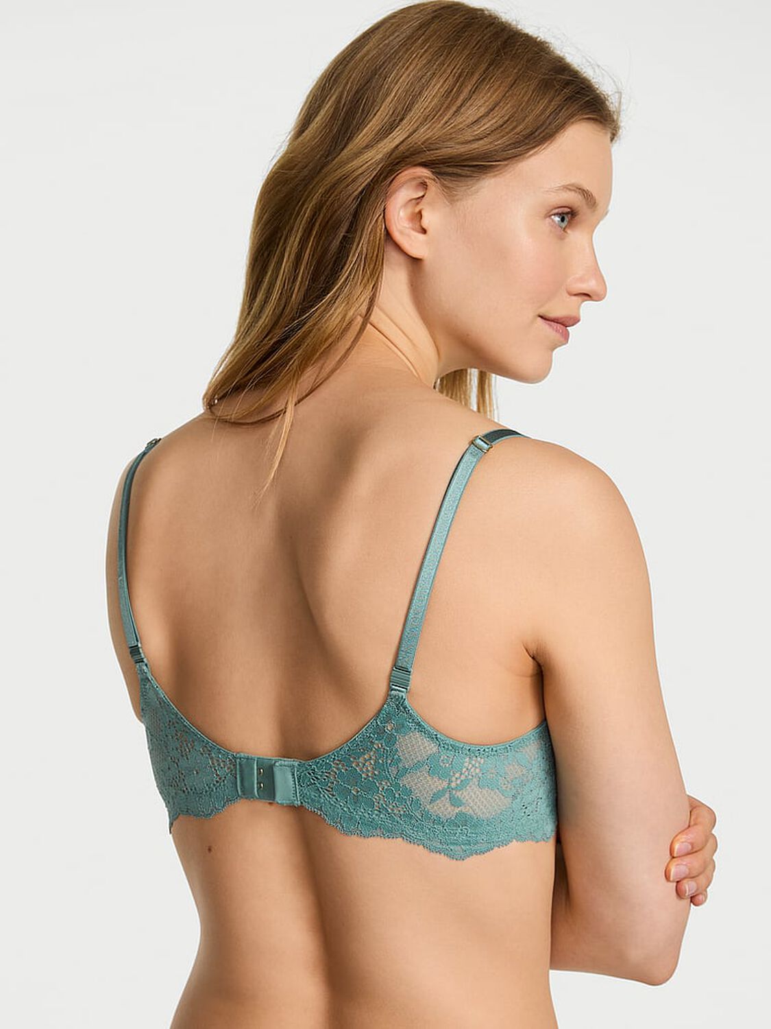 vs Dream Angels Wicked Unlined Lace Balconette Bra Arctic Green 1 of 3 