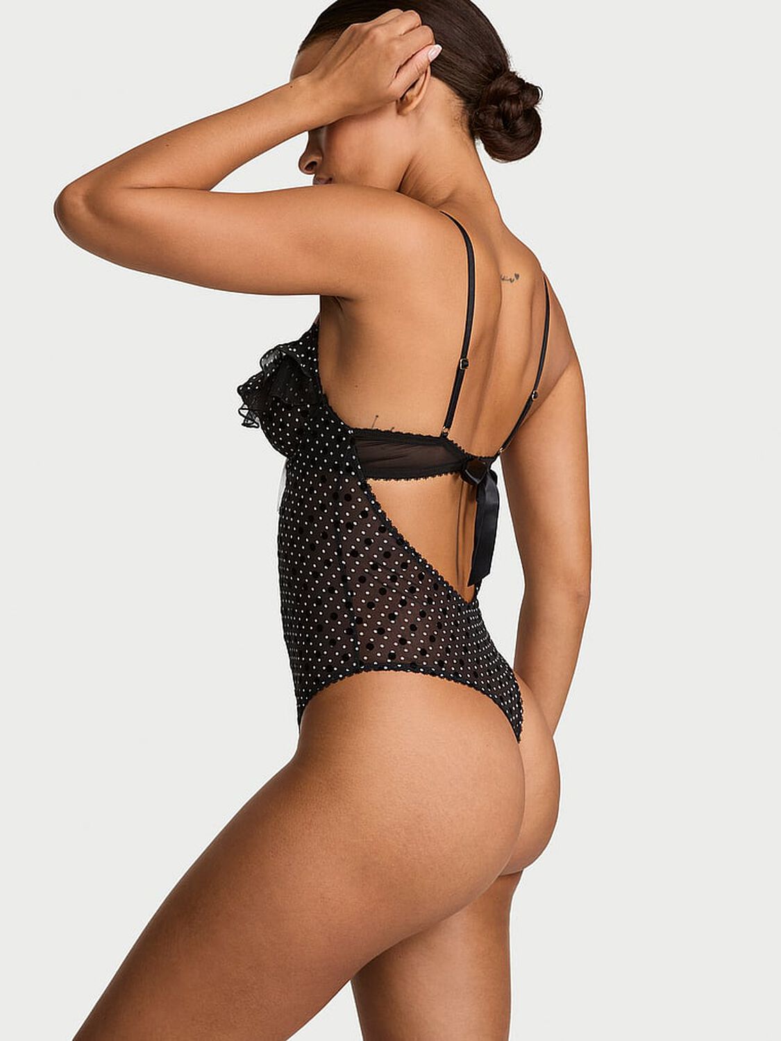 vs Victoria's Secret Tease Dot Ruffle Cupped Bodysuit Black Dots 2 of 3 