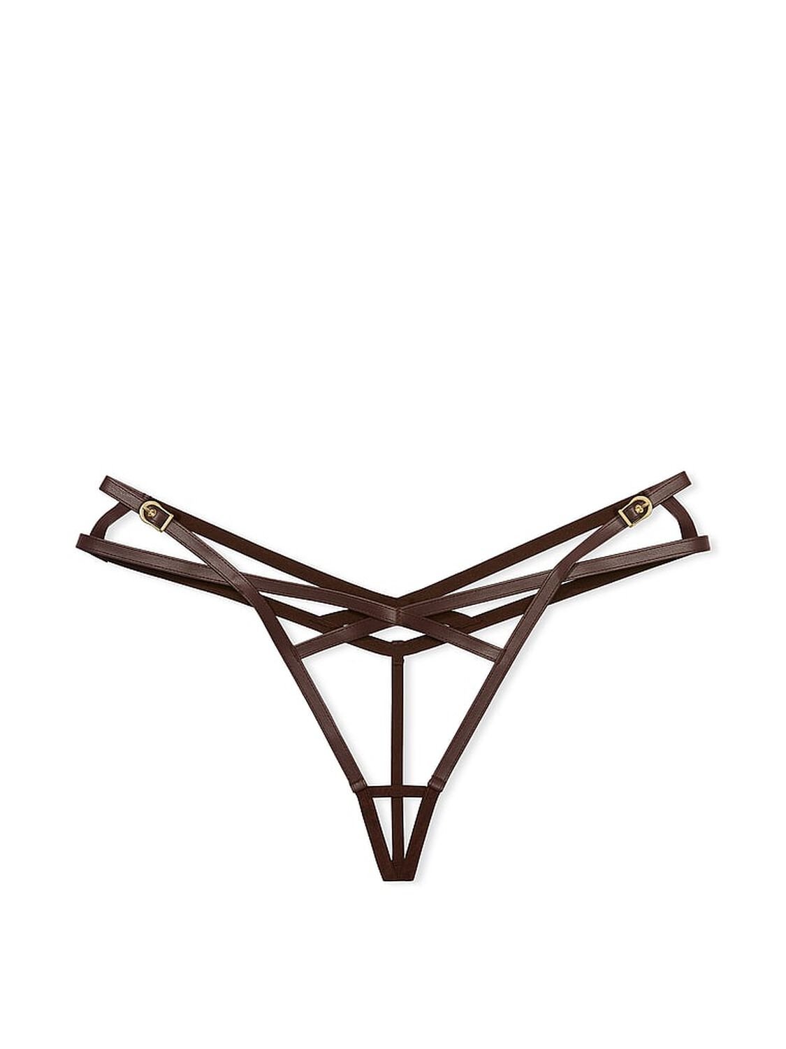 vs Very Sexy Faux Leather High-Leg Crotchless Thong Panty 3 of 4 