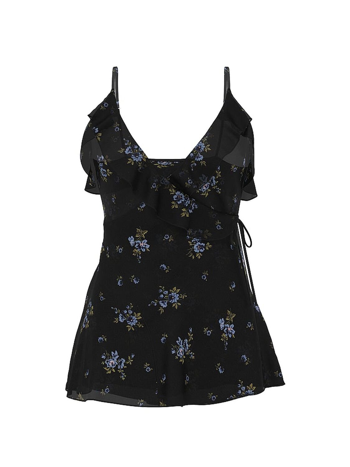 vs Dream Angels Wisteria Sheer Chiffon Babydoll Set Black Floral 1 of 3 