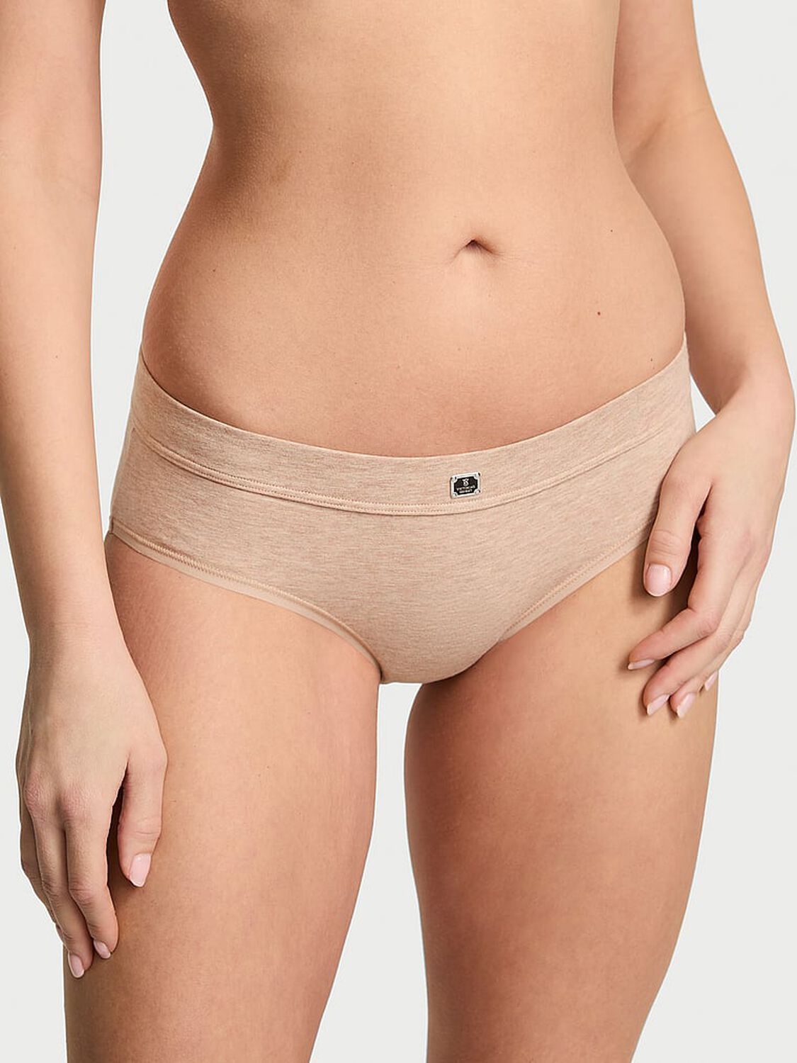 vs Cotton Logo Cotton Hiphugger Panty Heather Nude 1 of 3 