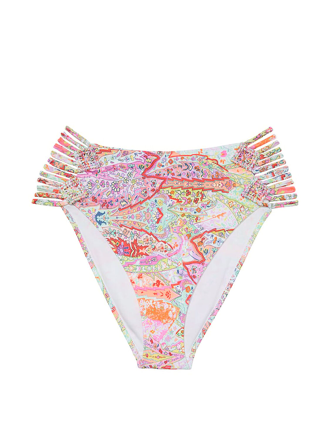 vs Victoria's Secret Swim Archives Beach Macrame High-Waist Cheeky Bikini Bottom Shimmer Paisley 3 of 3 