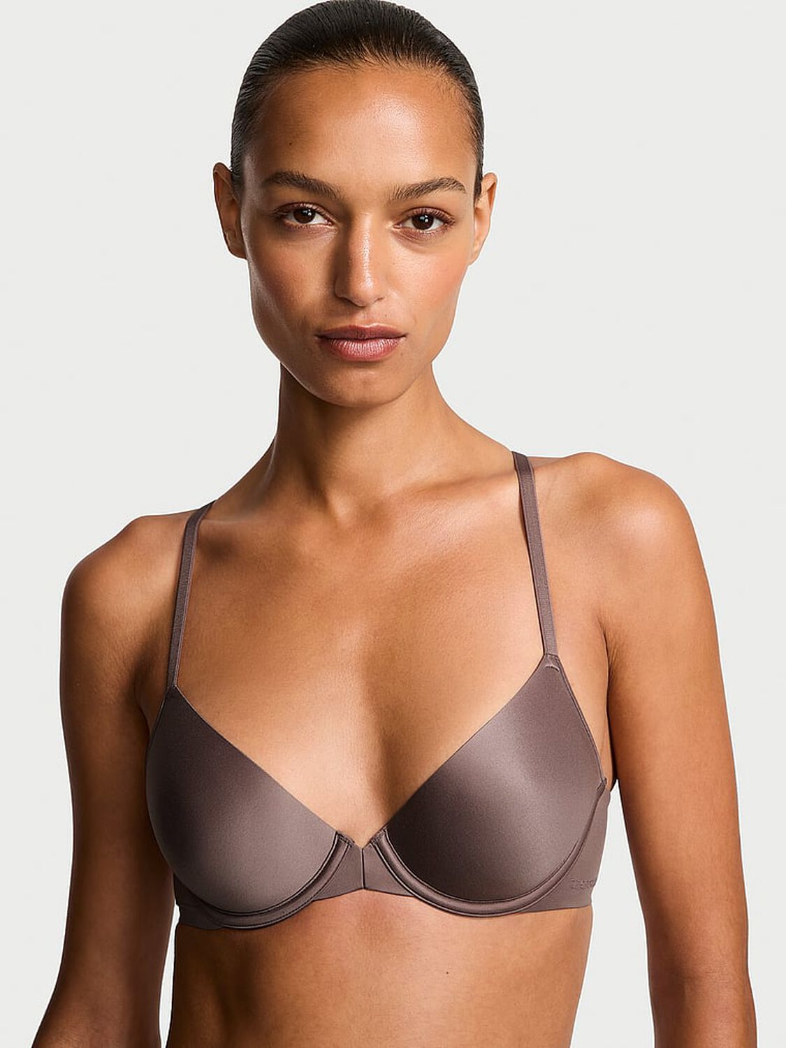 vs Body By Victoria Secret Front-Close Ultra Lightly Lined Racerback Demi Bra Cloudy Grey 1 of 3 
