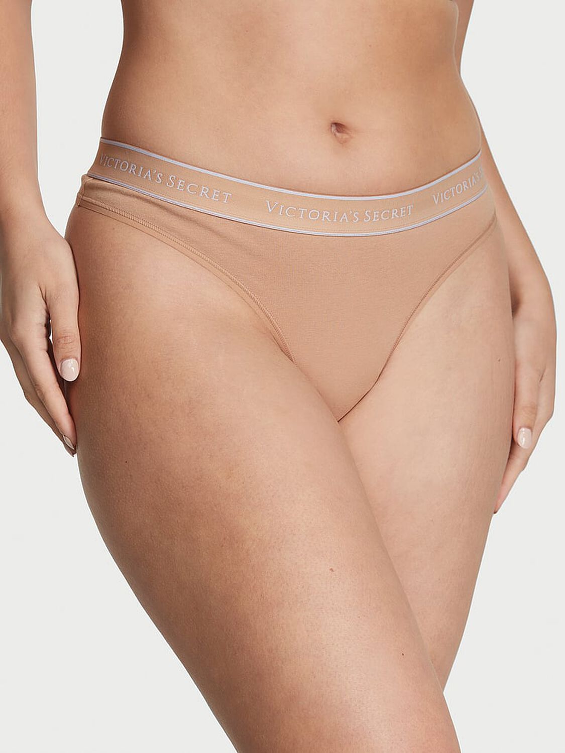 vs Cotton Logo Cotton Thong Panty Praline 1 of 3 