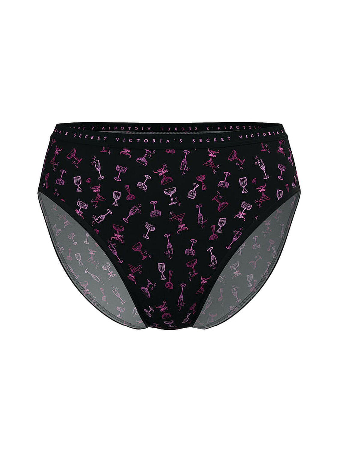 vs Victoria's Secret Stretch Cotton High-Leg Brief Panty Black Cocktails 1 of 2 