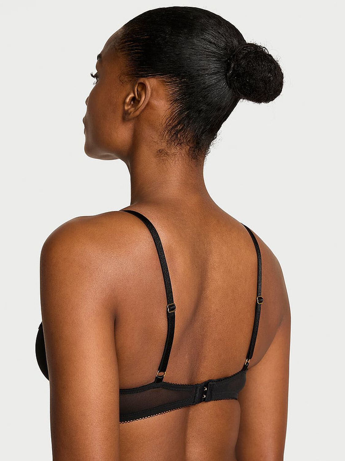 vs Very Sexy Sheer Rose Unlined Low-Cut Demi Jet Black 2 of 4 