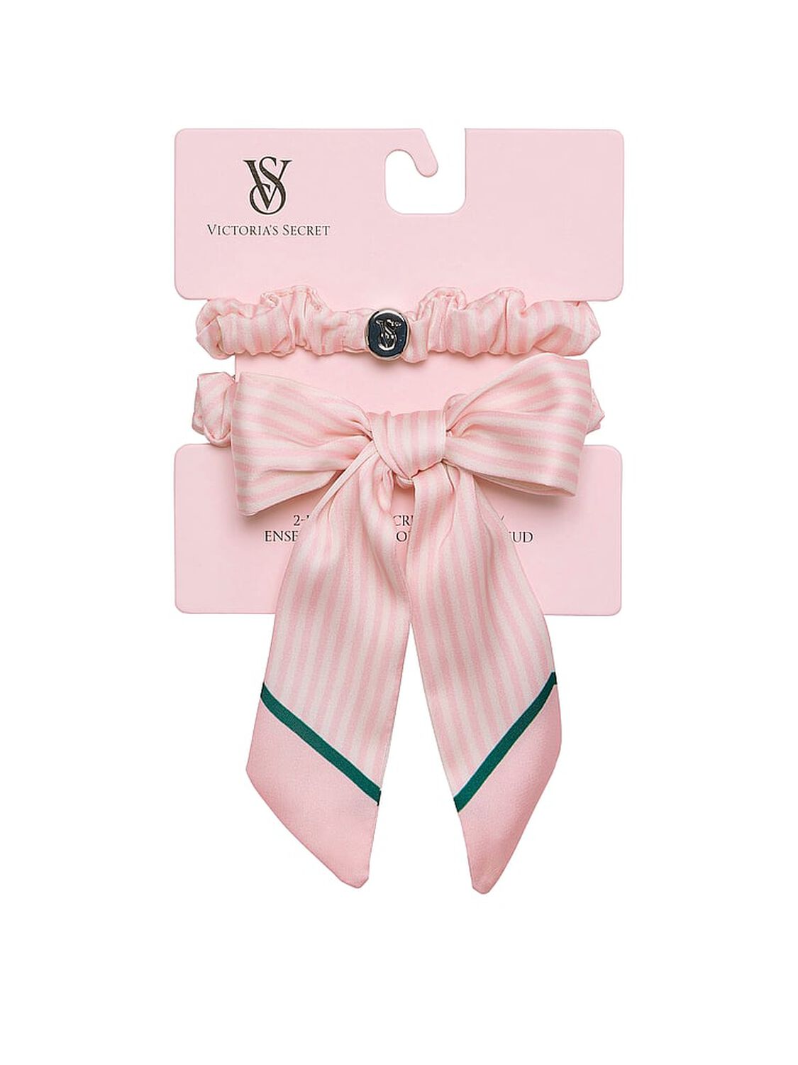 vs Victoria's Secret 2-Pack Heritage Stripe Bow Scrunchie Set Heritage Stripe 2 of 2 