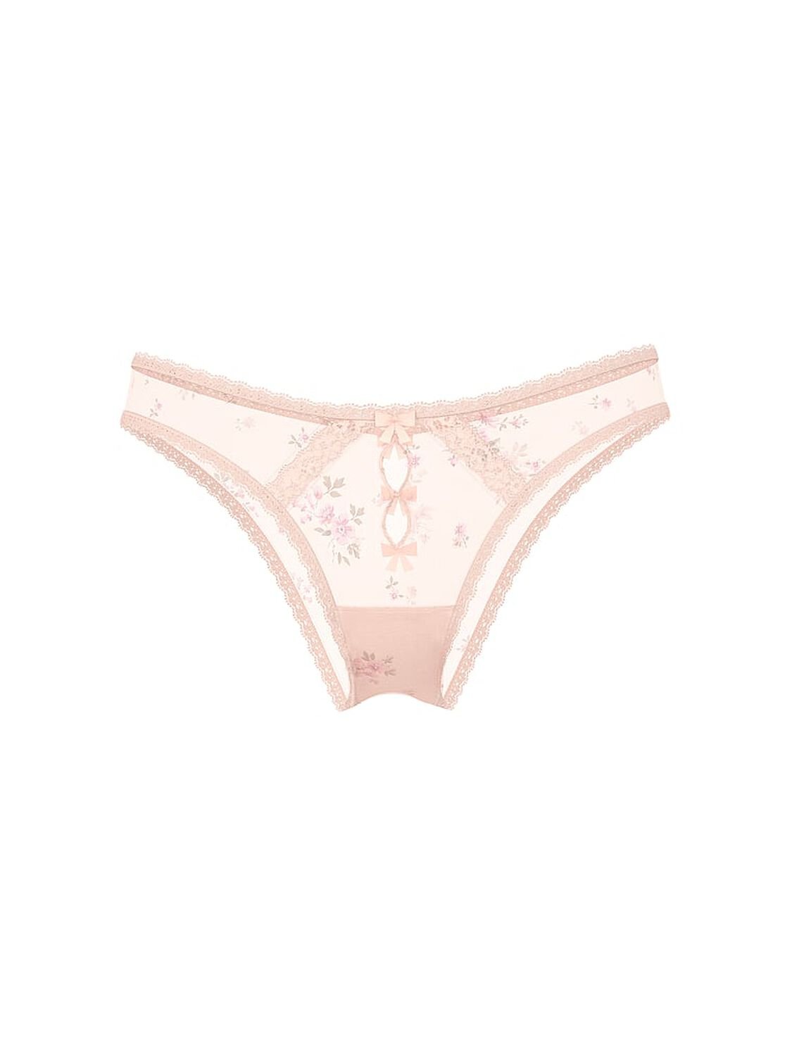 vs Dream Angels Sheer Lace-Trim Brazilian Panty Pink Ditsy Print 3 of 3 
