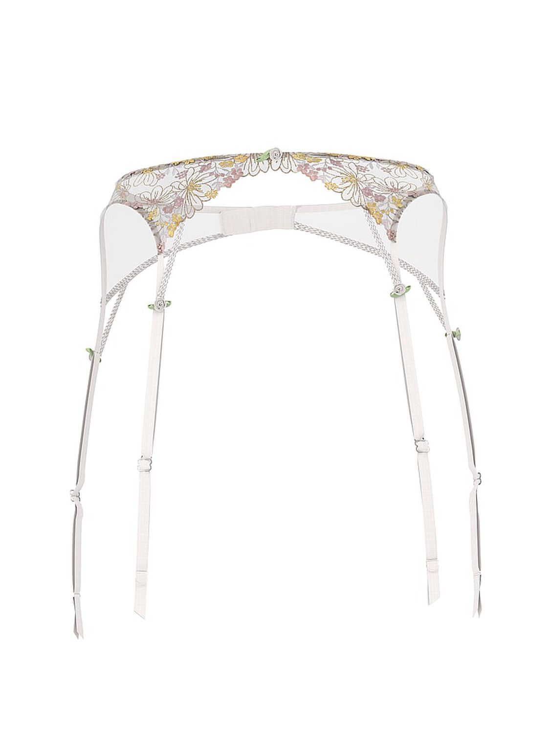 vs Dream Angels Wildflower Embroidery Garter Belt White & Blue Wildflowers 3 of 3 