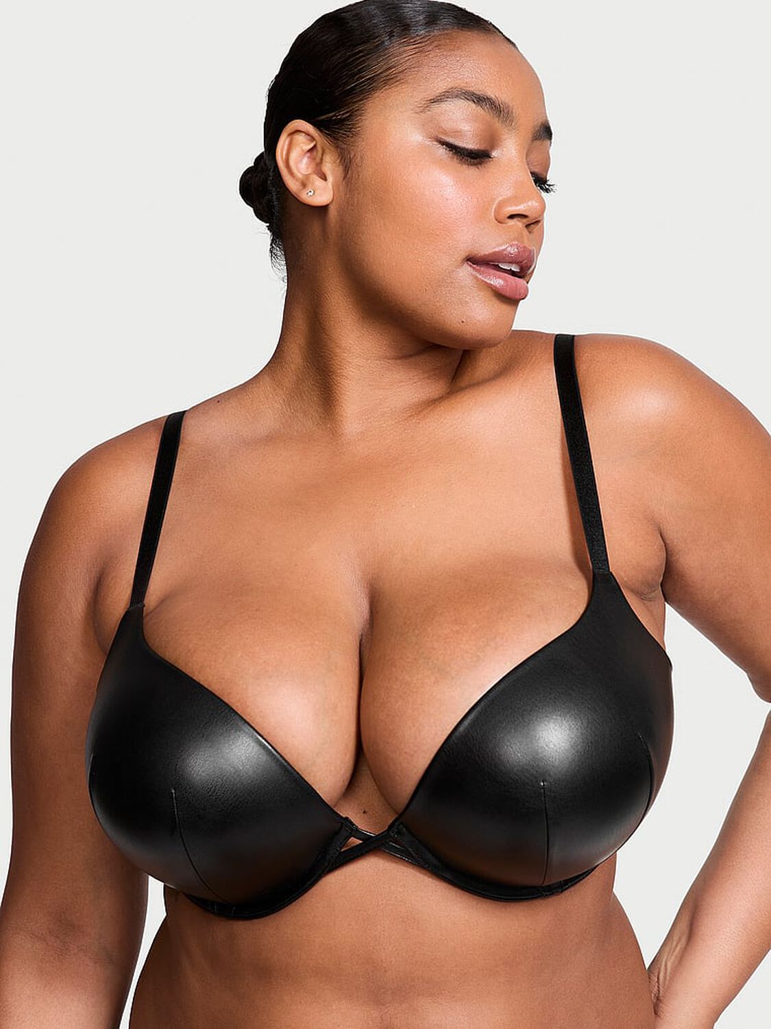 vs Very Sexy Bombshell Add-2-Cups Faux Leather Push-Up Bra 1 of 4 