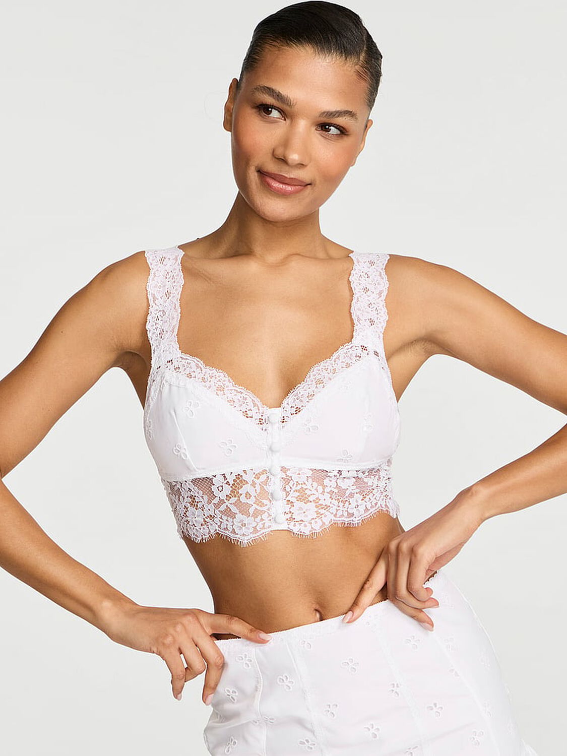 vs Dream Angels Butterflies Eyelet & Lace Bralette Vs White 1 of 2 