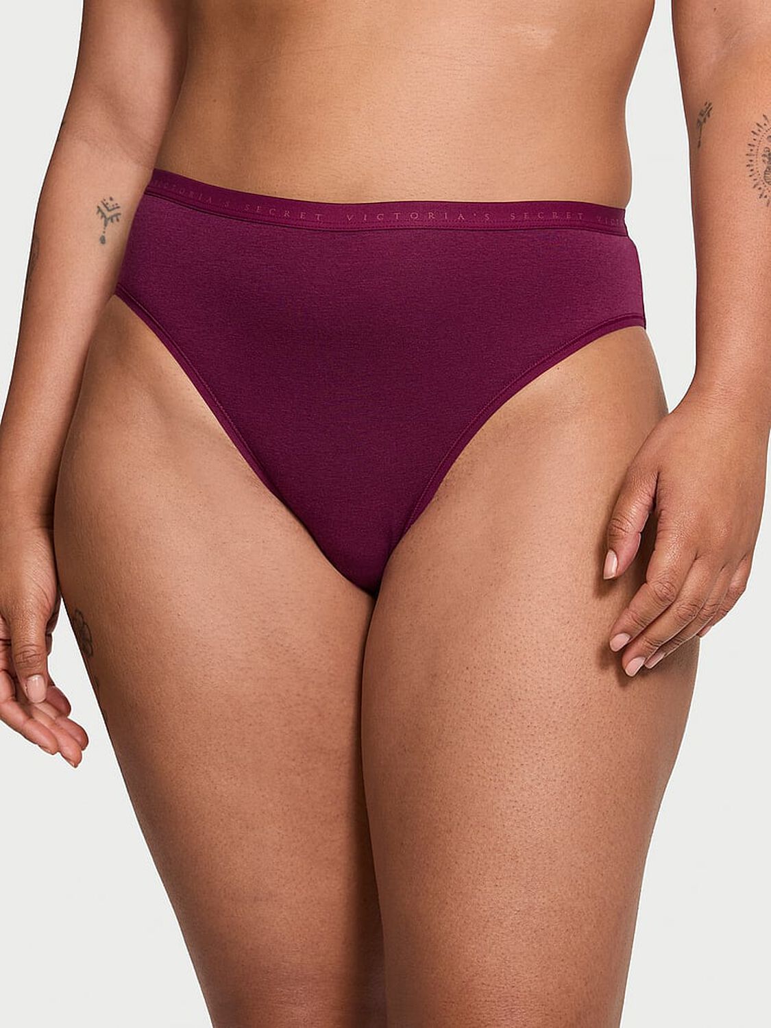 vs Victoria's Secret Stretch Cotton High-Leg Brief Panty Plum Rouge 1 of 3 