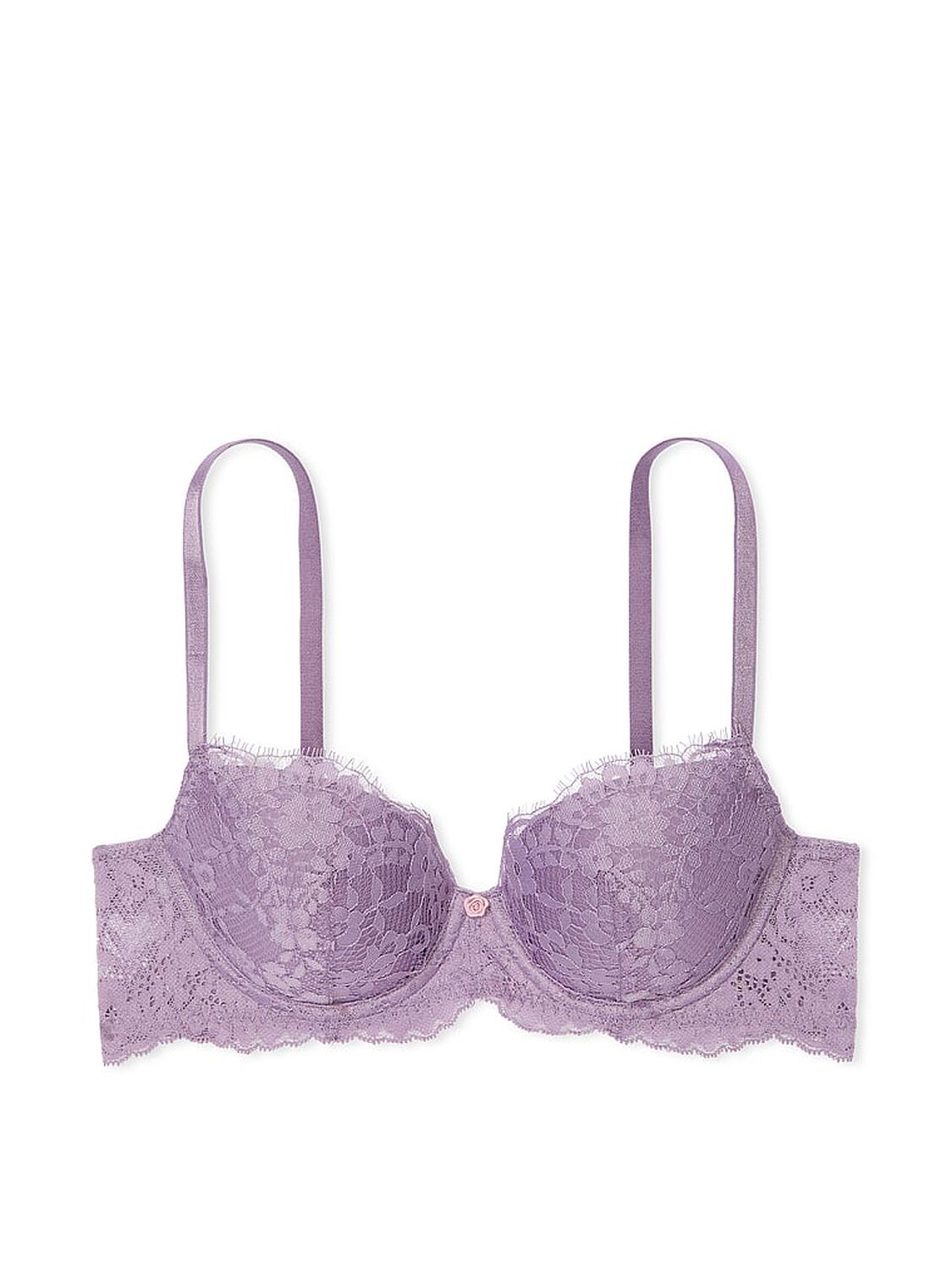 vs Dream Angels Lace Lightly Lined Classic Coverage Demi Bra Frozen Plum 3 of 4 