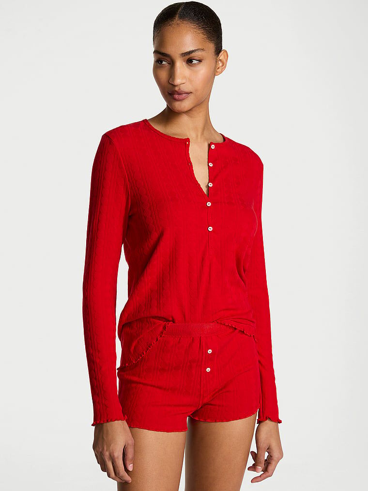 Heart Pointelle Short Pajama Set Lipstick S | Victoria's Secret