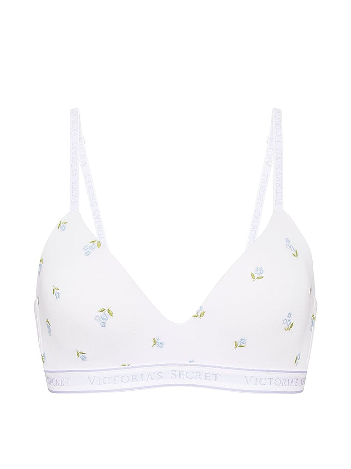 vs The T-Shirt Cotton Embroidered Lightly Lined Wireless Bra White Floral 3 of 4 