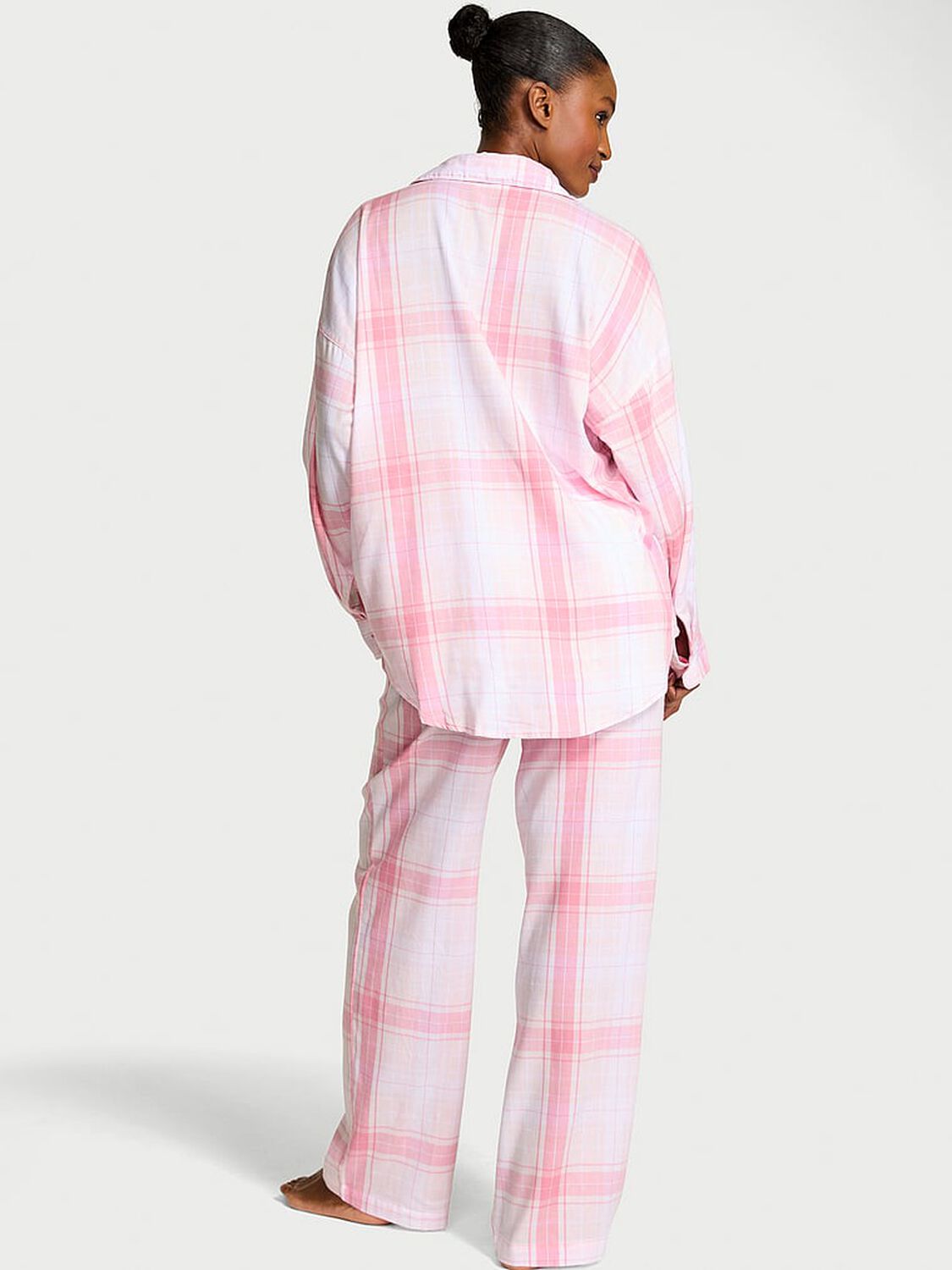 vs Victoria's Secret Modal-Cotton Long Pajama Set Heather Pink Petal/Pink Rally Bold Plaid 2 of 3 